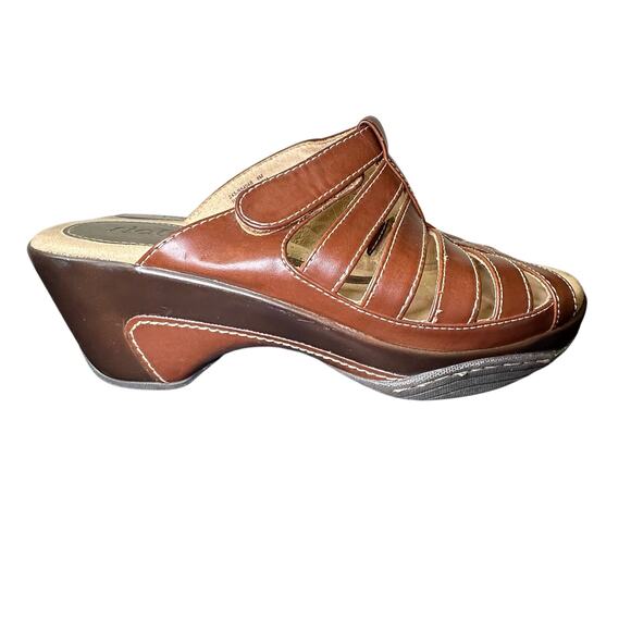 Rialto Valencia Open Toe Chunky Boho Mule Clog Strappy Wedge Brown Sandal Size 8 - Picture 6 of 8
